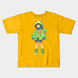 Kawaii Anime Frog Girl Kids T-Shirt